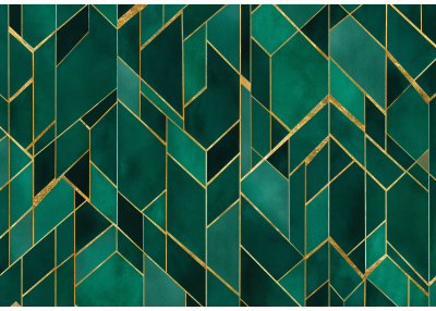 Фототапет Луксозна геометрия в изумрудено зелено и злато